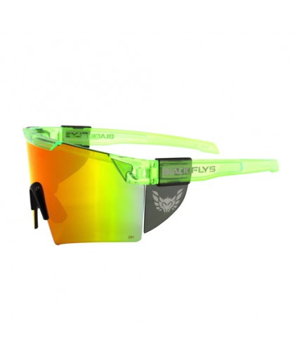 Fly Shield Z87+ Safety Glass Neon Green/ Orange Mirror Lens