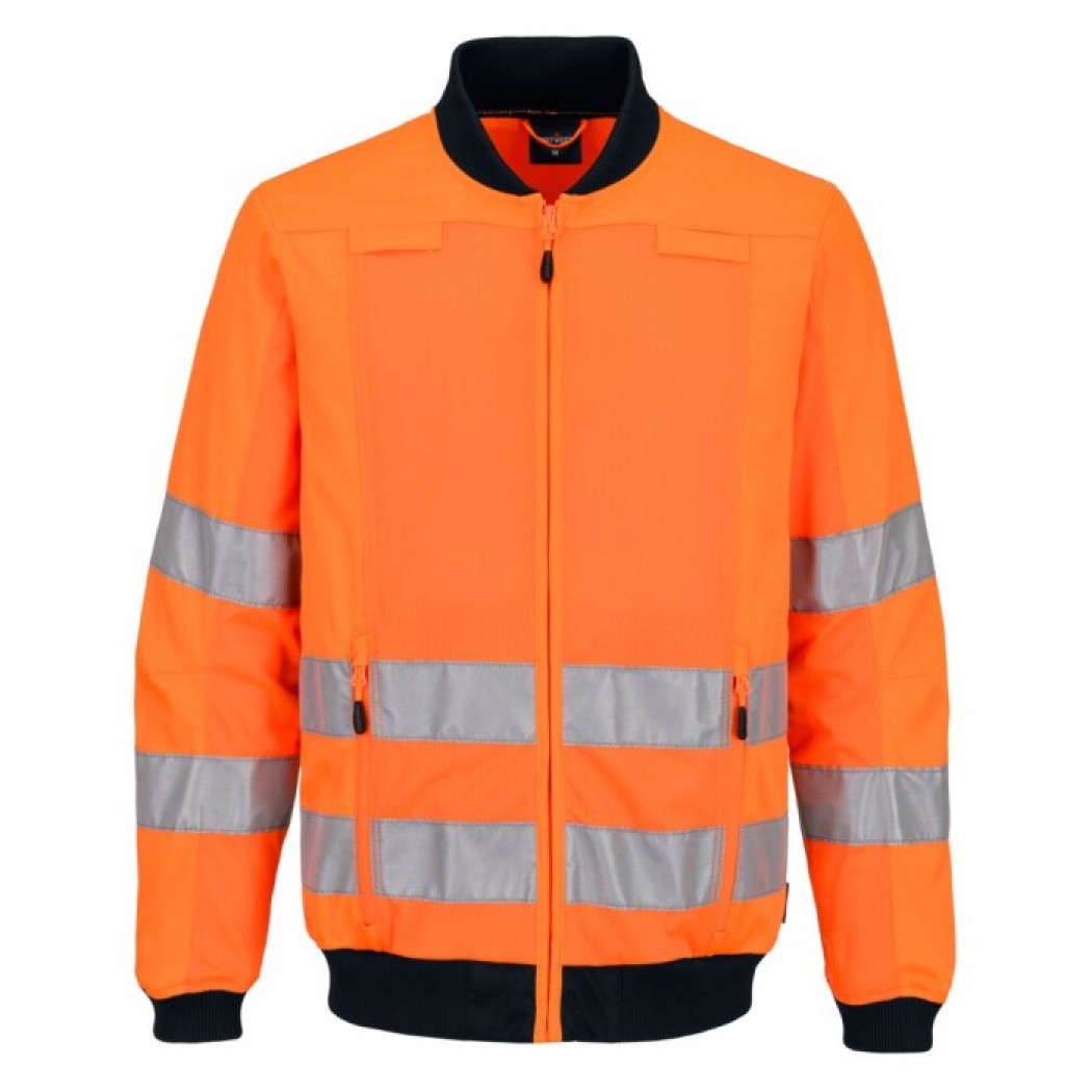 T164 - Hi-Vis Mesh Panel Work Jacket Orange/Navy