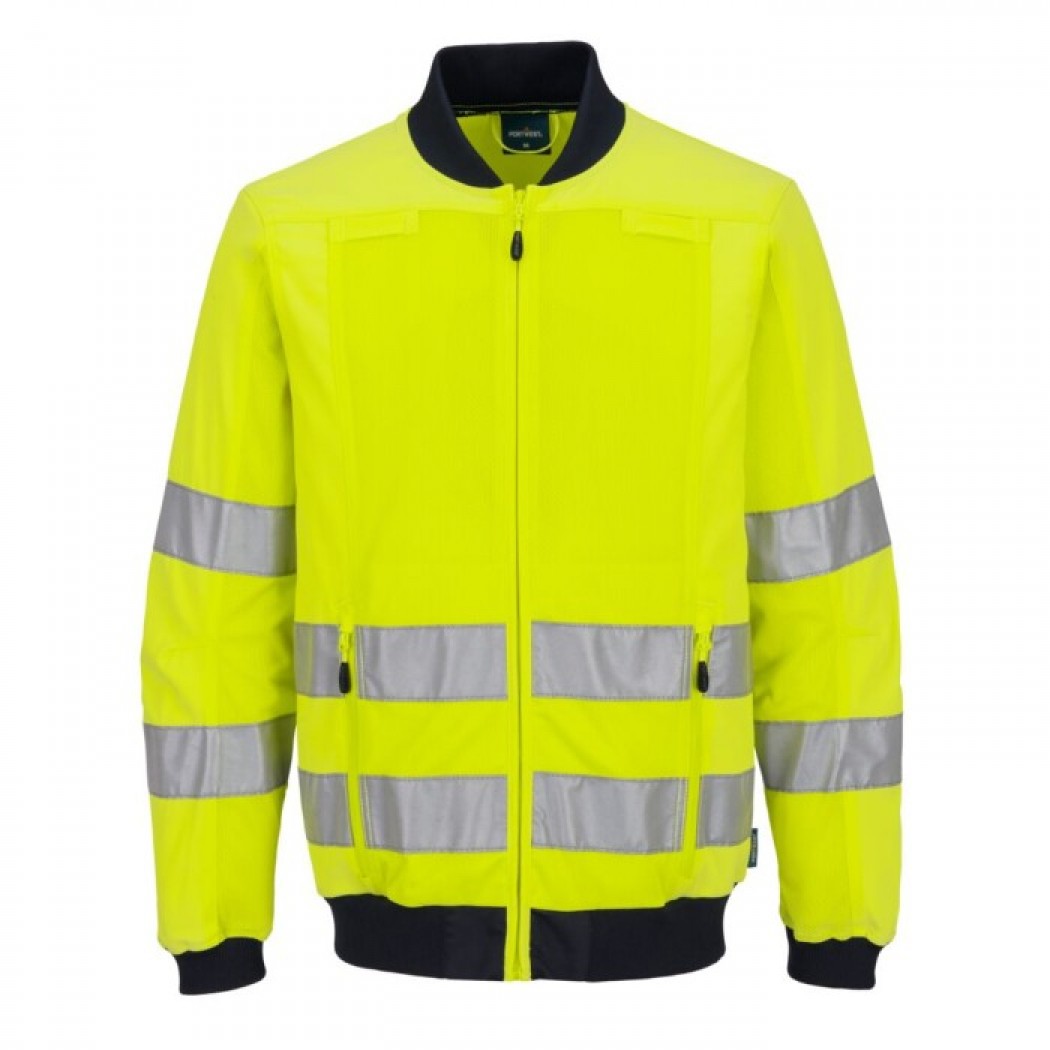 T164 - Hi-Vis Mesh Panel Work Jacket Yellow/Navy